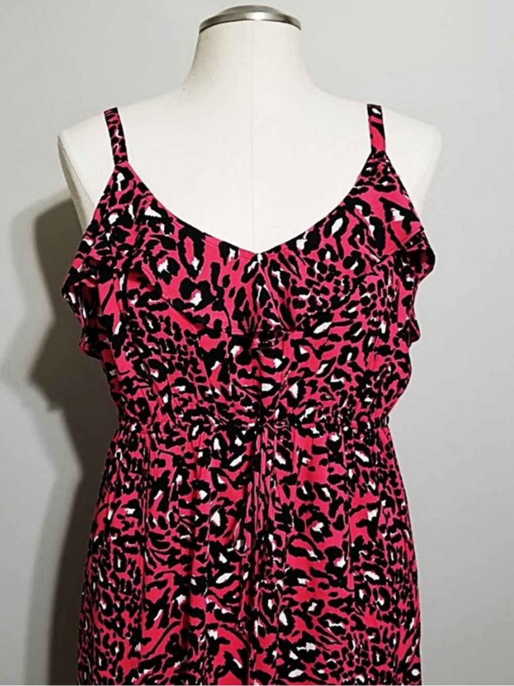 Torrid Cheetah Print Sun Dress Size 2x Womens Plus Hot Pink Leopard Sundress - Picture 5 of 11